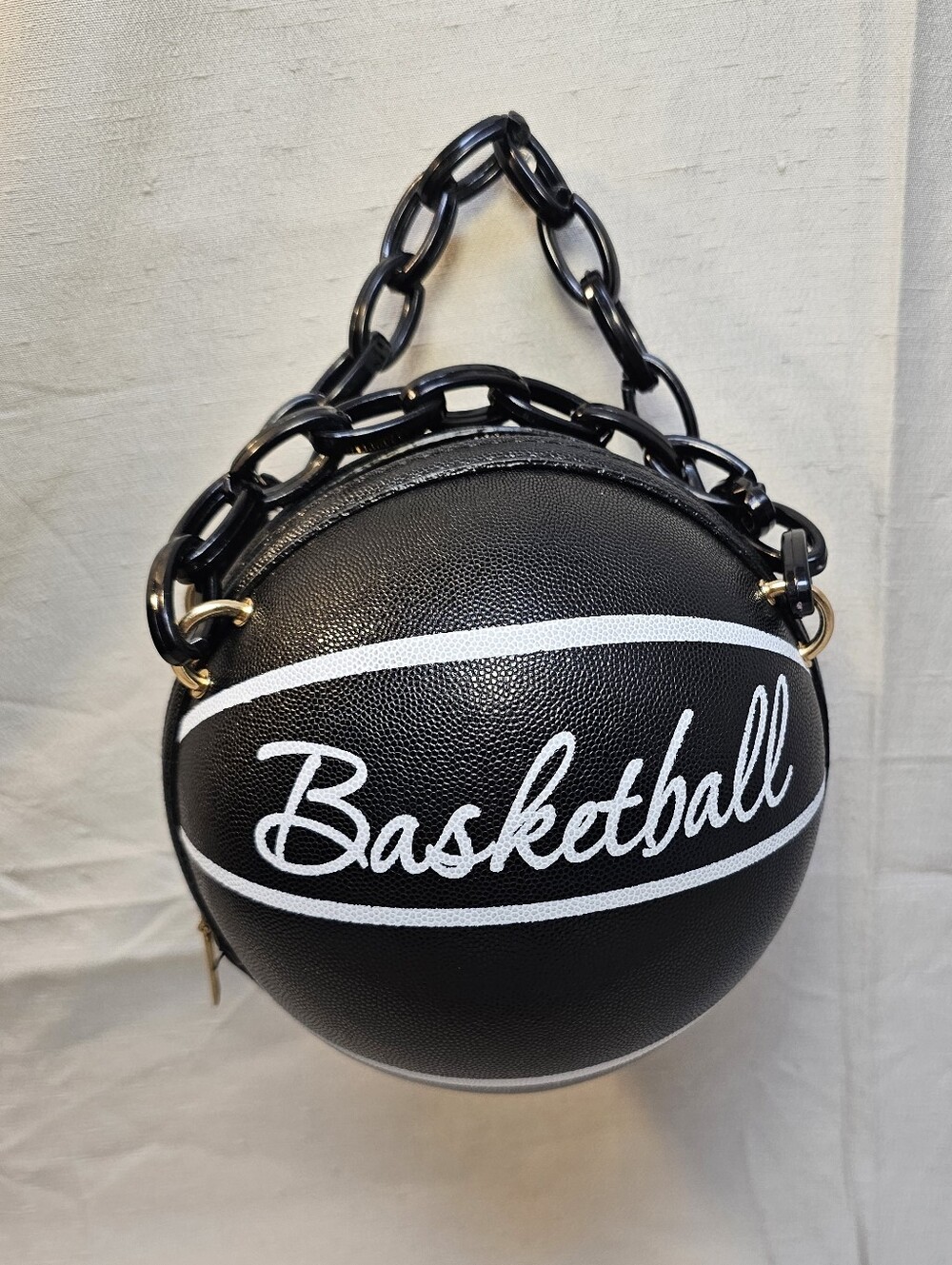 Basketball-Shaped Black Women's Handbag